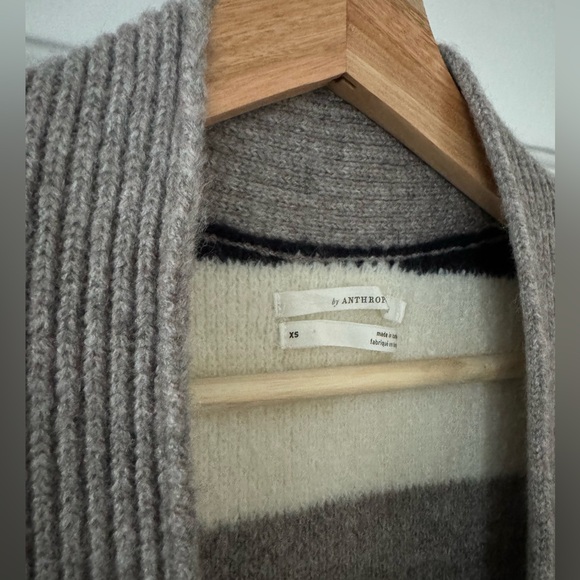 EUC Anthropologie duster length vest // XS // grey and white stripe - Picture 3 of 5